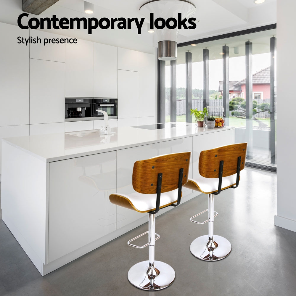 Artiss 4x Bar Stools Gas Lift Leather White-Furniture > Bar Stools & Chairs > Massage Chairs-PEROZ Accessories