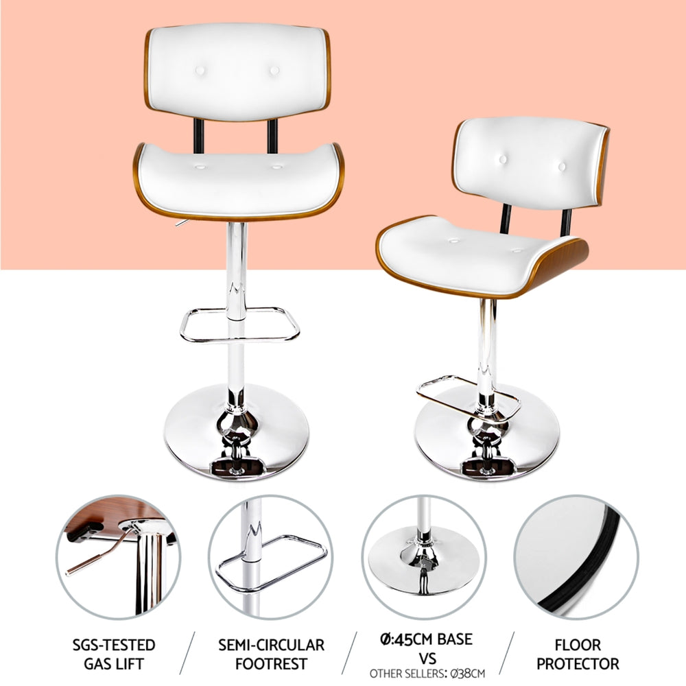Artiss 4x Bar Stools Gas Lift Leather White-Furniture > Bar Stools & Chairs > Massage Chairs-PEROZ Accessories
