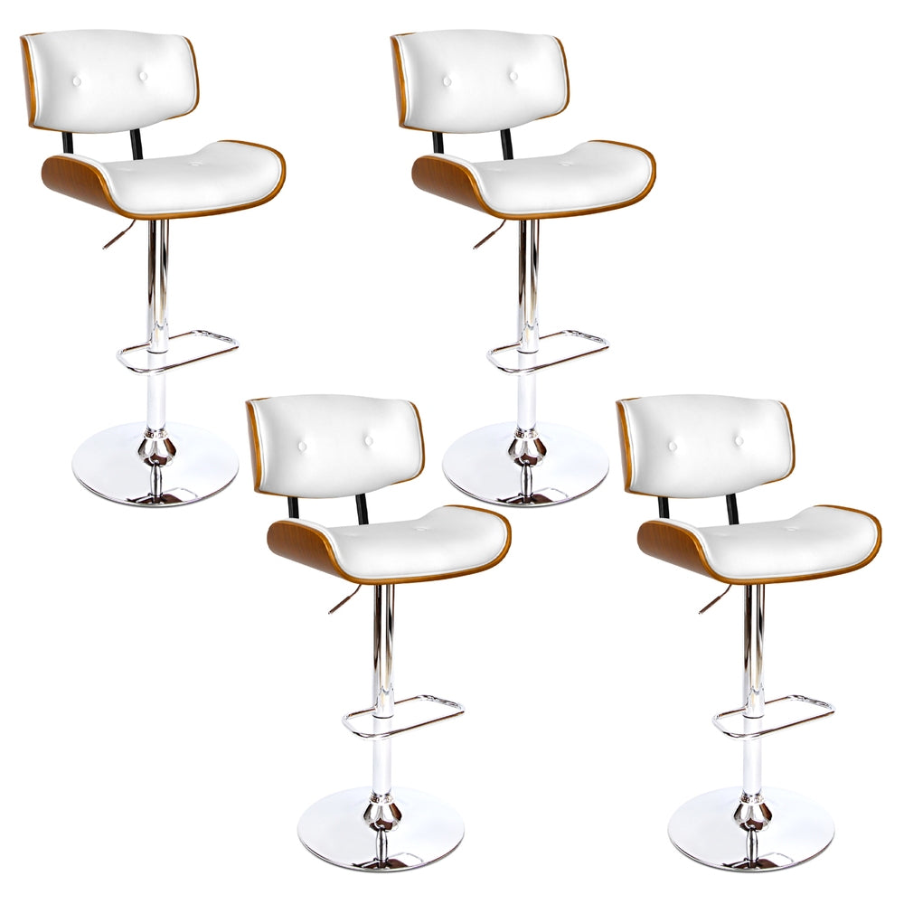 Artiss 4x Bar Stools Gas Lift Leather White-Furniture > Bar Stools & Chairs > Massage Chairs-PEROZ Accessories