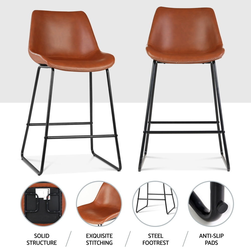 Artiss 4x Bar Stools Leather Padded Metal Legs Brown-Furniture > Bar Stools & Chairs > Massage Chairs-PEROZ Accessories
