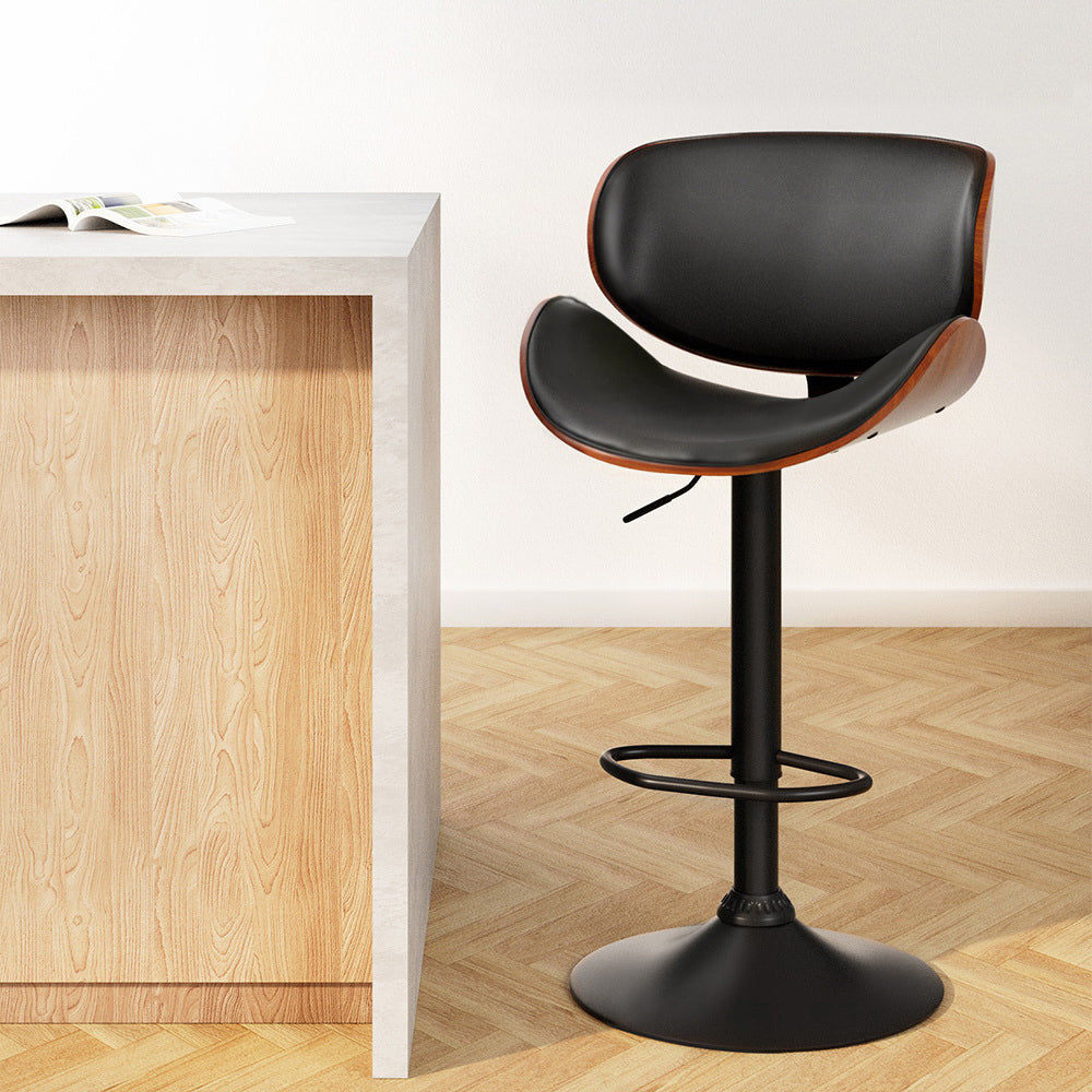 Artiss Bar Stools Kitchen Leather Barstools Swivel Gas Lift Vintage Chairs Black-Furniture > Bar Stools & Chairs-PEROZ Accessories