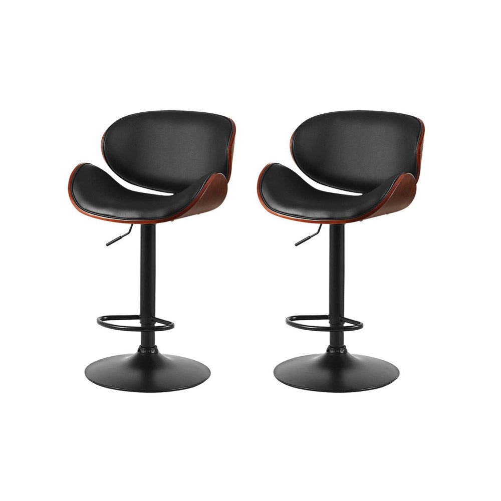 Artiss Bar Stools Kitchen Leather Barstools Swivel Gas Lift Chairs Black x2-Furniture > Bar Stools & Chairs-PEROZ Accessories