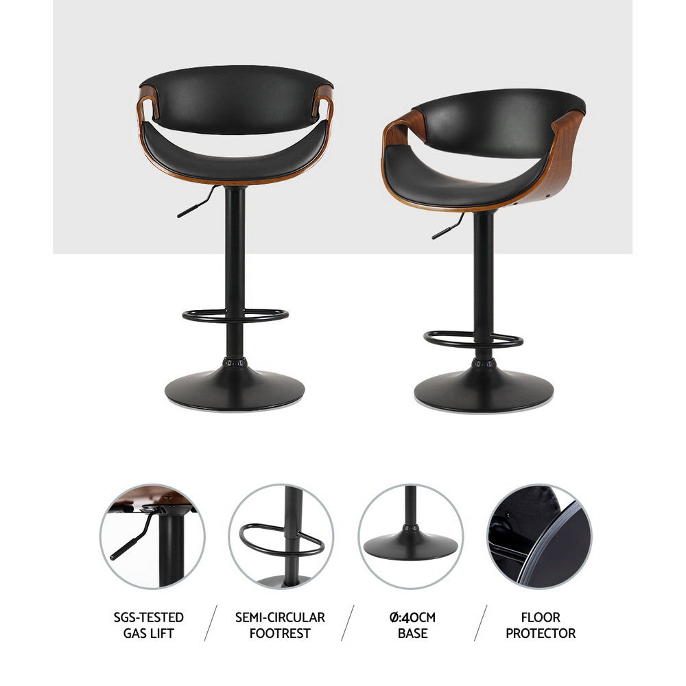 Artiss Bar Stools Gas Lift Leather w/Armrest-Bar Stools-PEROZ Accessories