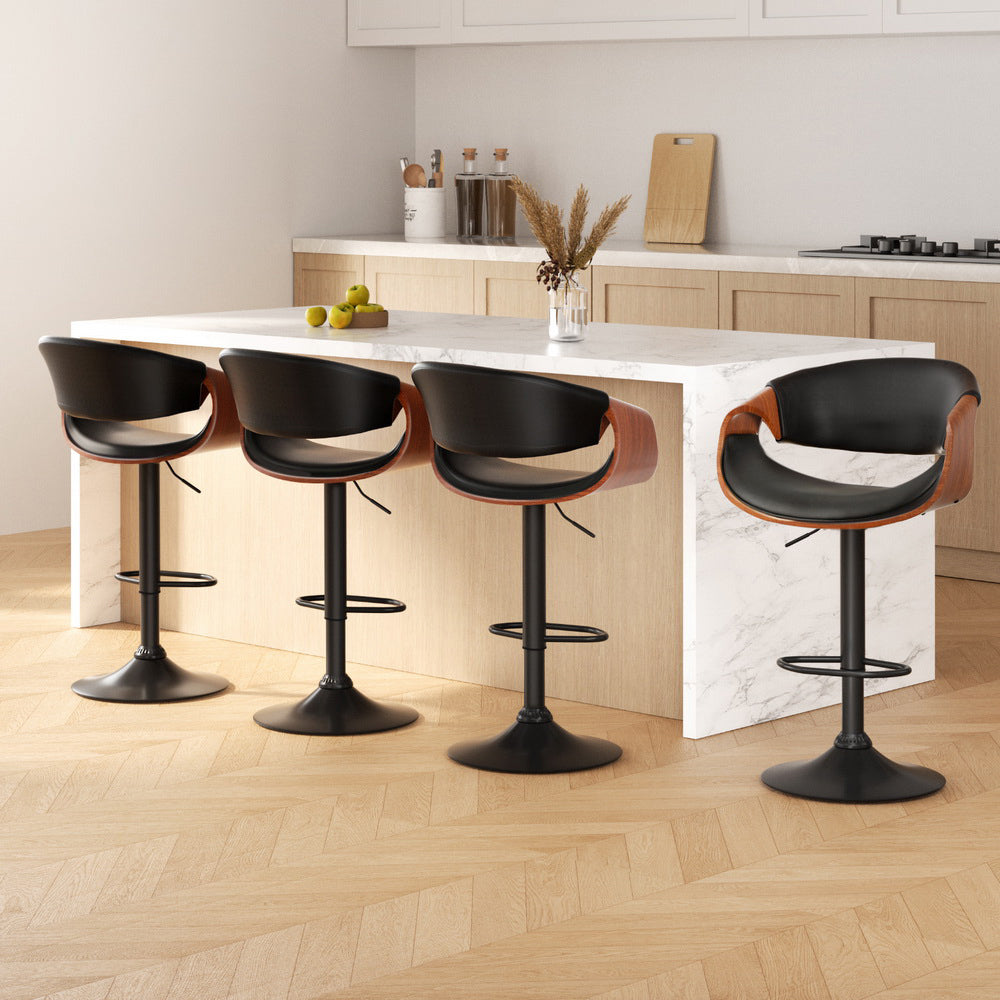 Artiss 4x Bar Stools Gas Lift Leather w/Armrest-Furniture > Bar Stools & Chairs > Massage Chairs-PEROZ Accessories