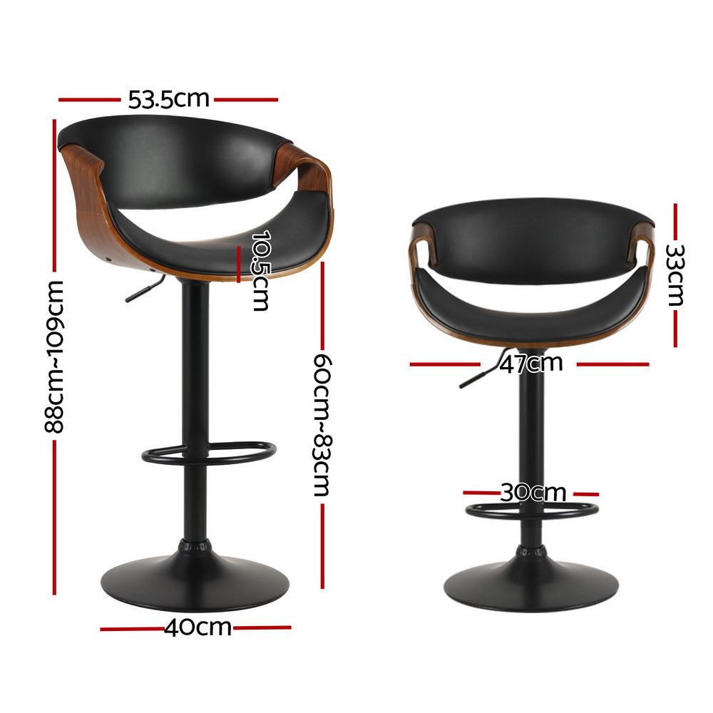 Artiss 4x Bar Stools Gas Lift Leather w/Armrest-Furniture > Bar Stools & Chairs > Massage Chairs-PEROZ Accessories