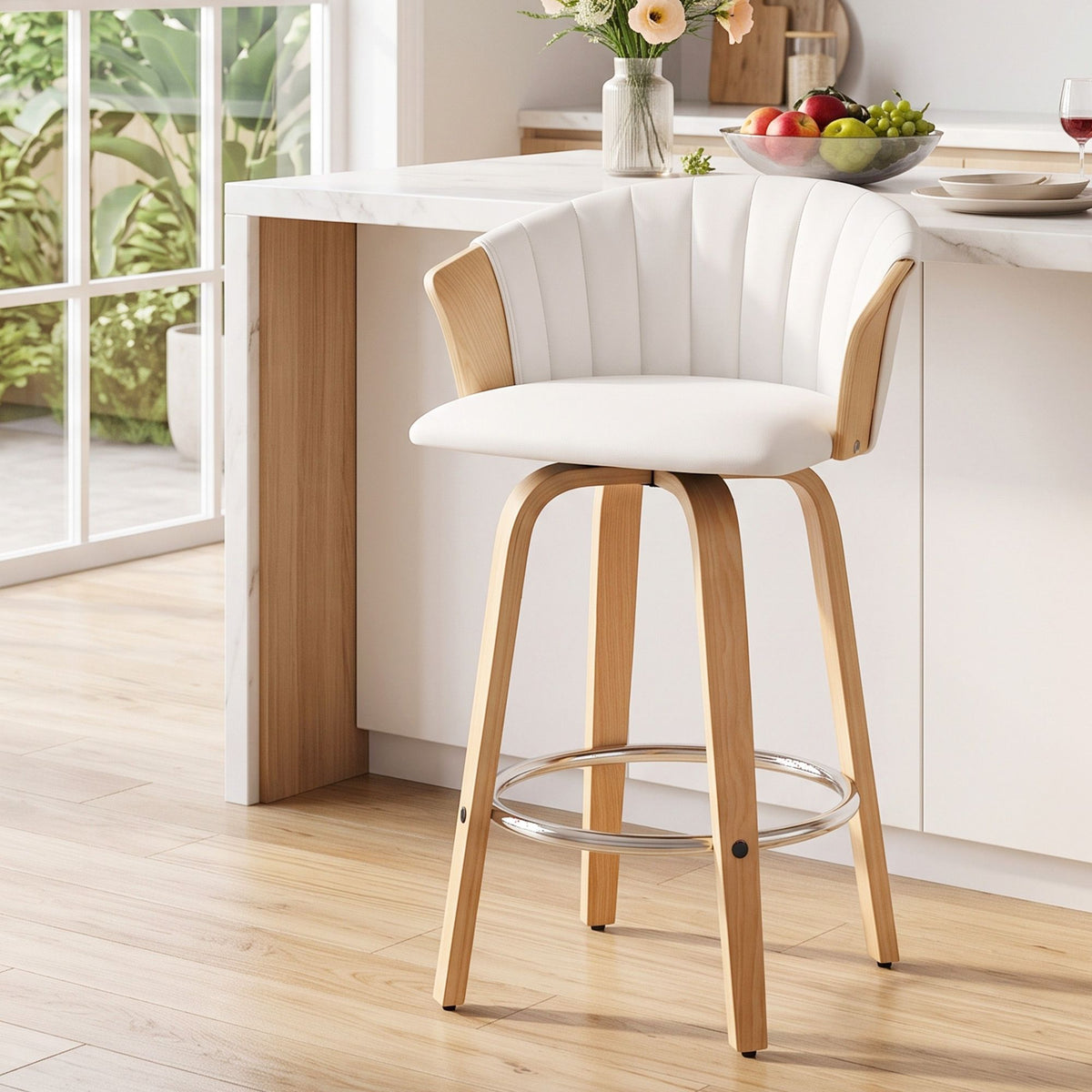 Artiss 66cm Seat Height Wooden Bar Stools Swivel Kitchen Counter Stool Chair-Furniture > Bar Stools & Chairs > Table & Bar Stools-PEROZ Accessories