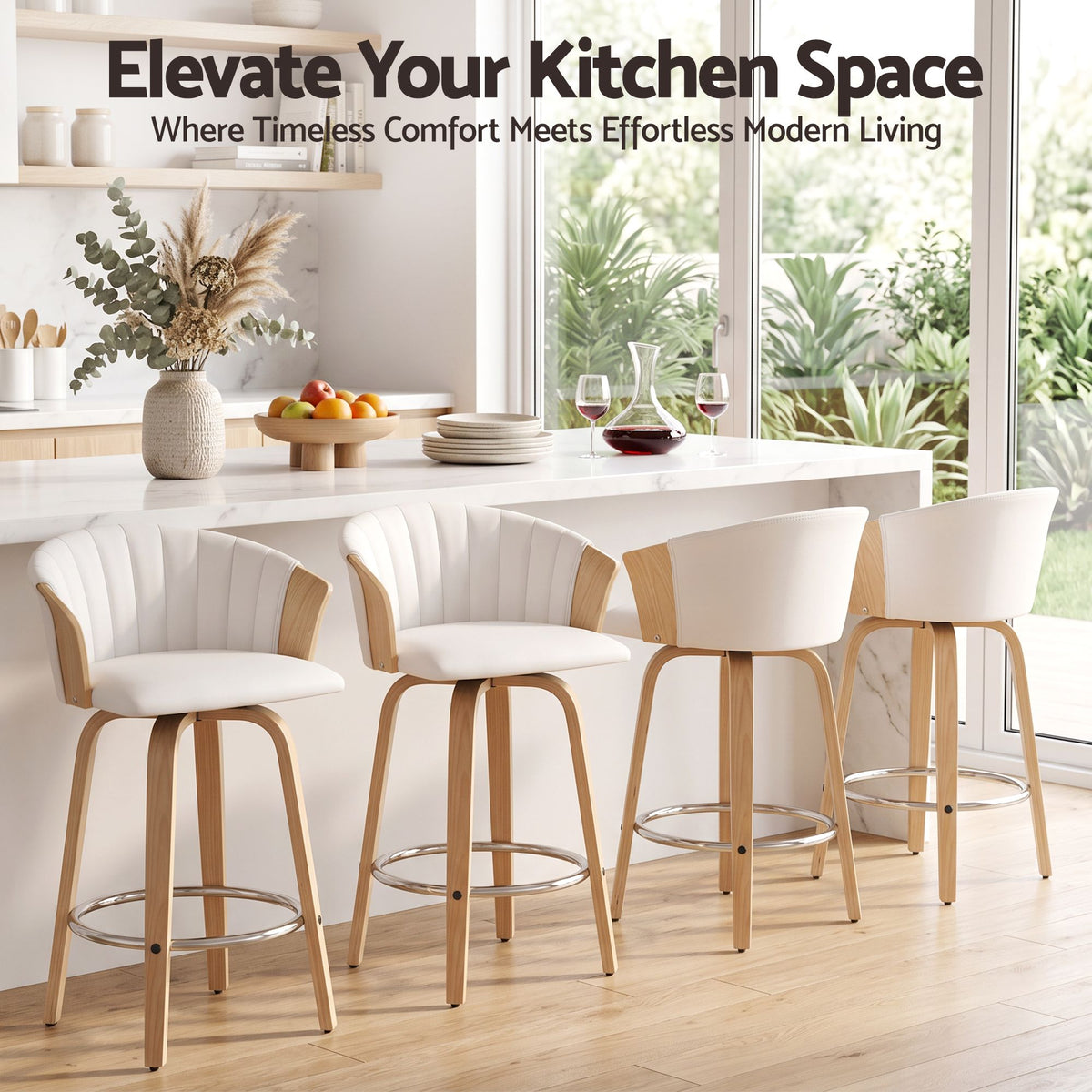 Artiss 66cm Seat Height Wooden Bar Stools Swivel Kitchen Counter Stool Chair-Furniture > Bar Stools & Chairs > Table & Bar Stools-PEROZ Accessories