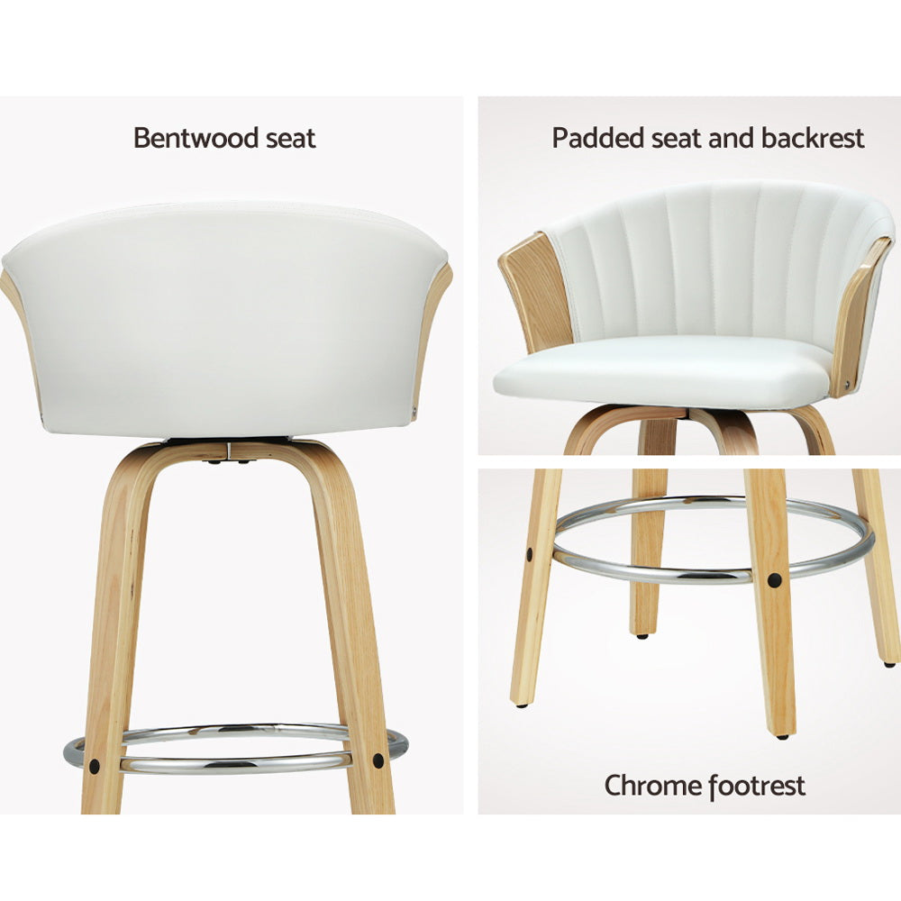 Artiss Bar Stools Kitchen Leather Barstools Swivel Counter Chairs x2-Furniture > Bar Stools & Chairs-PEROZ Accessories