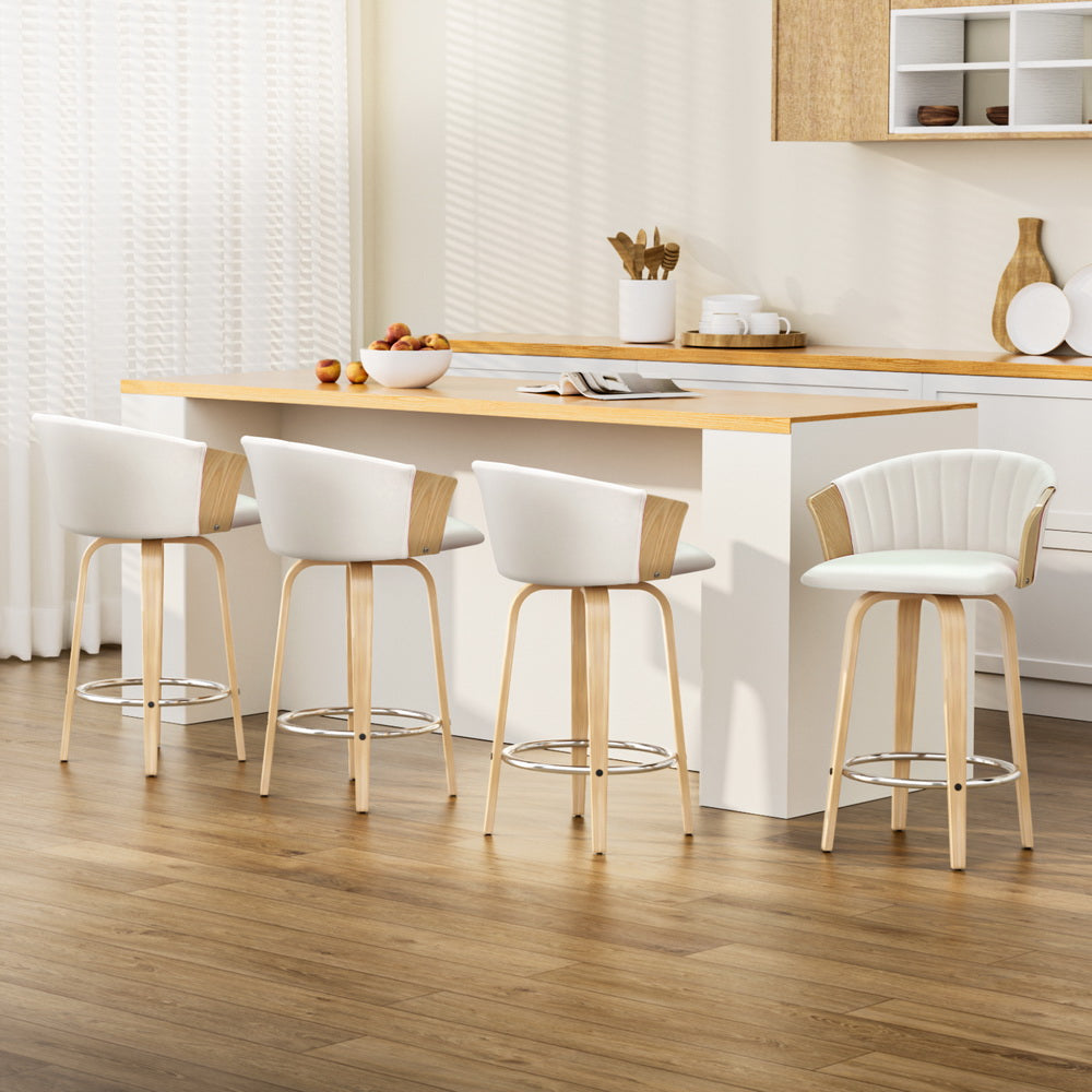 Artiss 4x Bar Stools Swivel Leather Chairs Wooden-Furniture > Bar Stools & Chairs > Arm Chairs & Recliners-PEROZ Accessories