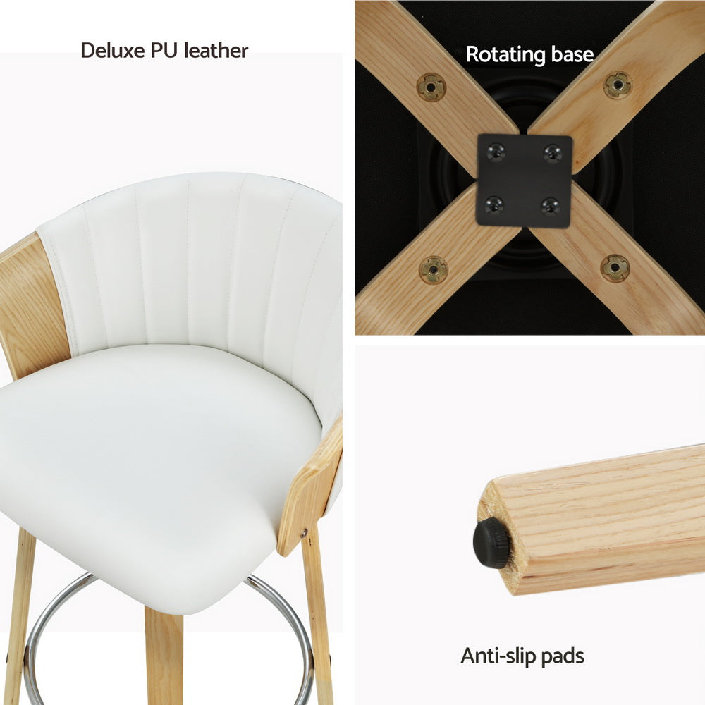 Artiss 4x Bar Stools Swivel Leather Chairs Wooden-Furniture > Bar Stools & Chairs > Arm Chairs & Recliners-PEROZ Accessories