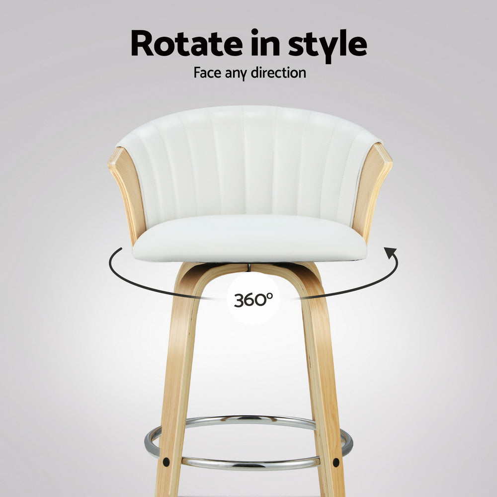 Artiss 4x Bar Stools Swivel Leather Chairs Wooden-Furniture > Bar Stools & Chairs > Arm Chairs & Recliners-PEROZ Accessories