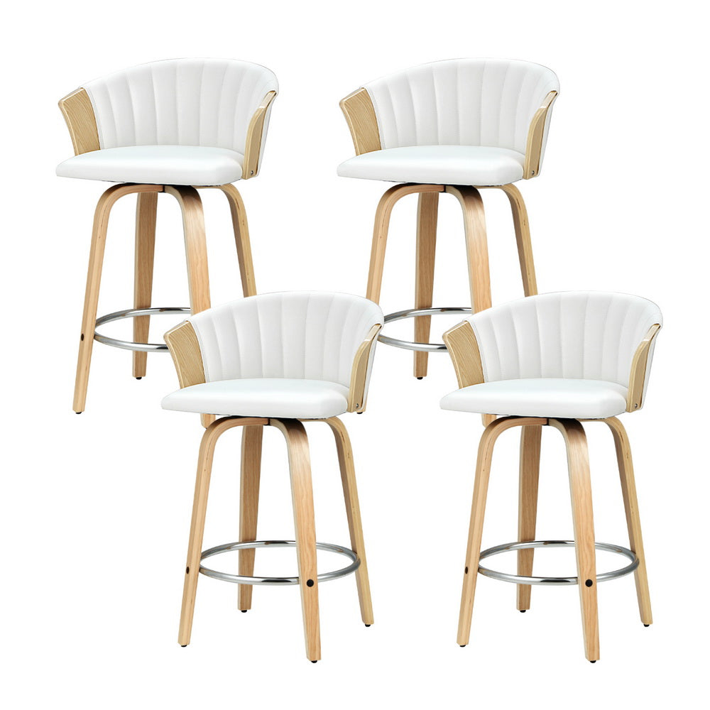 Artiss 4x Bar Stools Swivel Leather Chairs Wooden-Furniture > Bar Stools & Chairs > Arm Chairs & Recliners-PEROZ Accessories