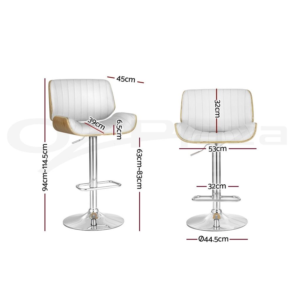 Artiss 3x Bar Stools Counter Chairs Adjustable Swivel PU Leather Galina White-Furniture > Bar Stools & Chairs > Table & Bar Stools-PEROZ Accessories