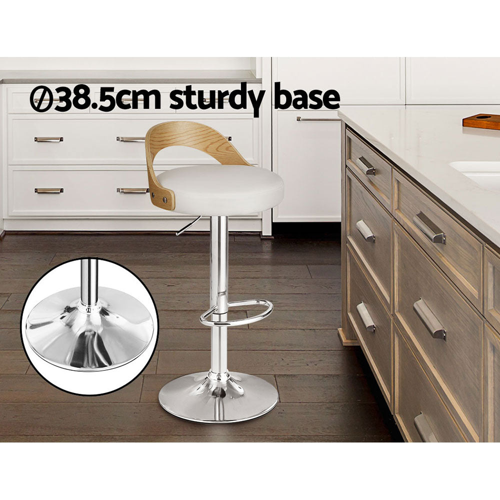 Artiss 2x Bar Stools Adjustable Leather Padded White-Furniture > Bar Stools & Chairs-PEROZ Accessories