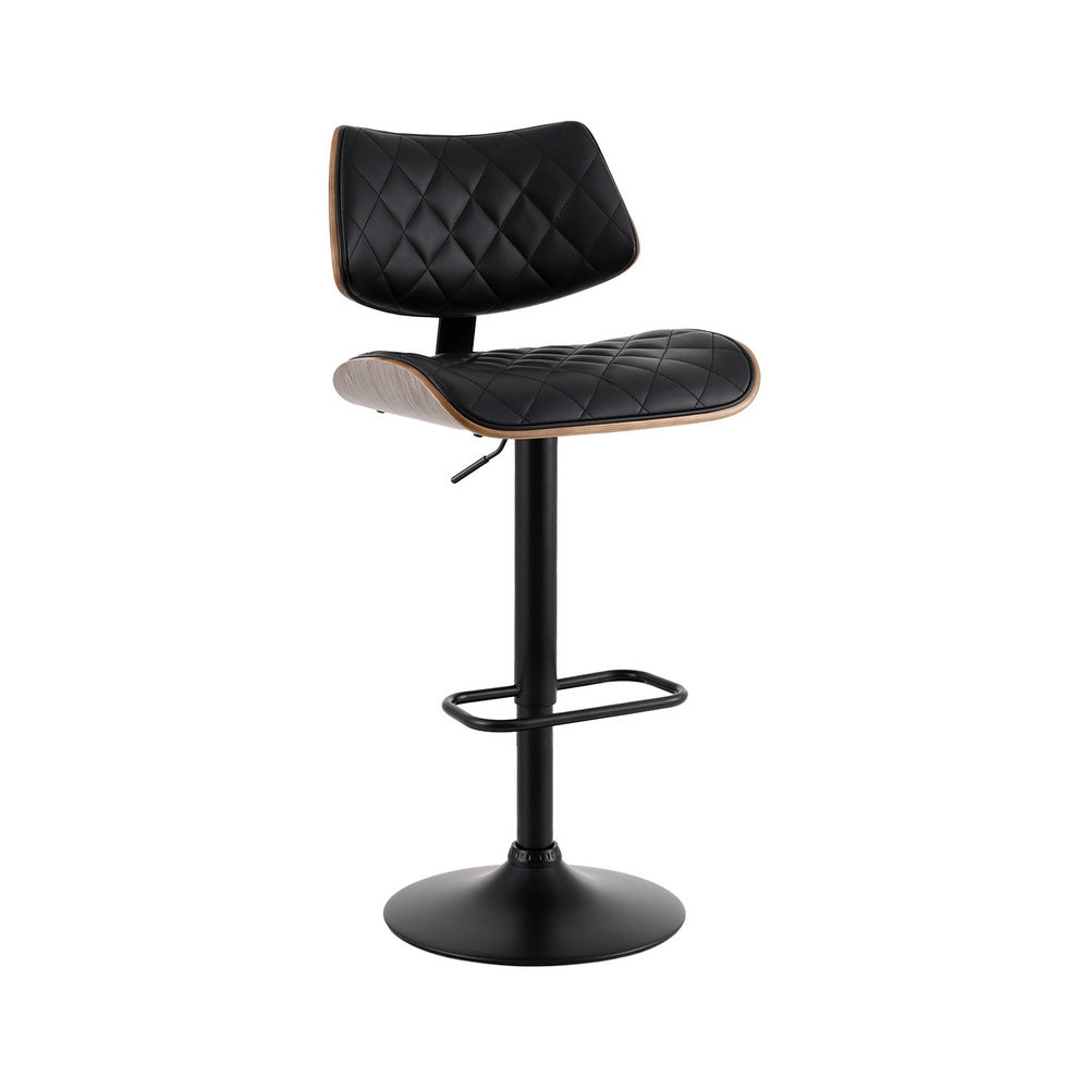 Artiss Bar Stools Kitchen Dining Chairs Gas Lift Stool Wooden Leather Black-Furniture > Bar Stools & Chairs-PEROZ Accessories