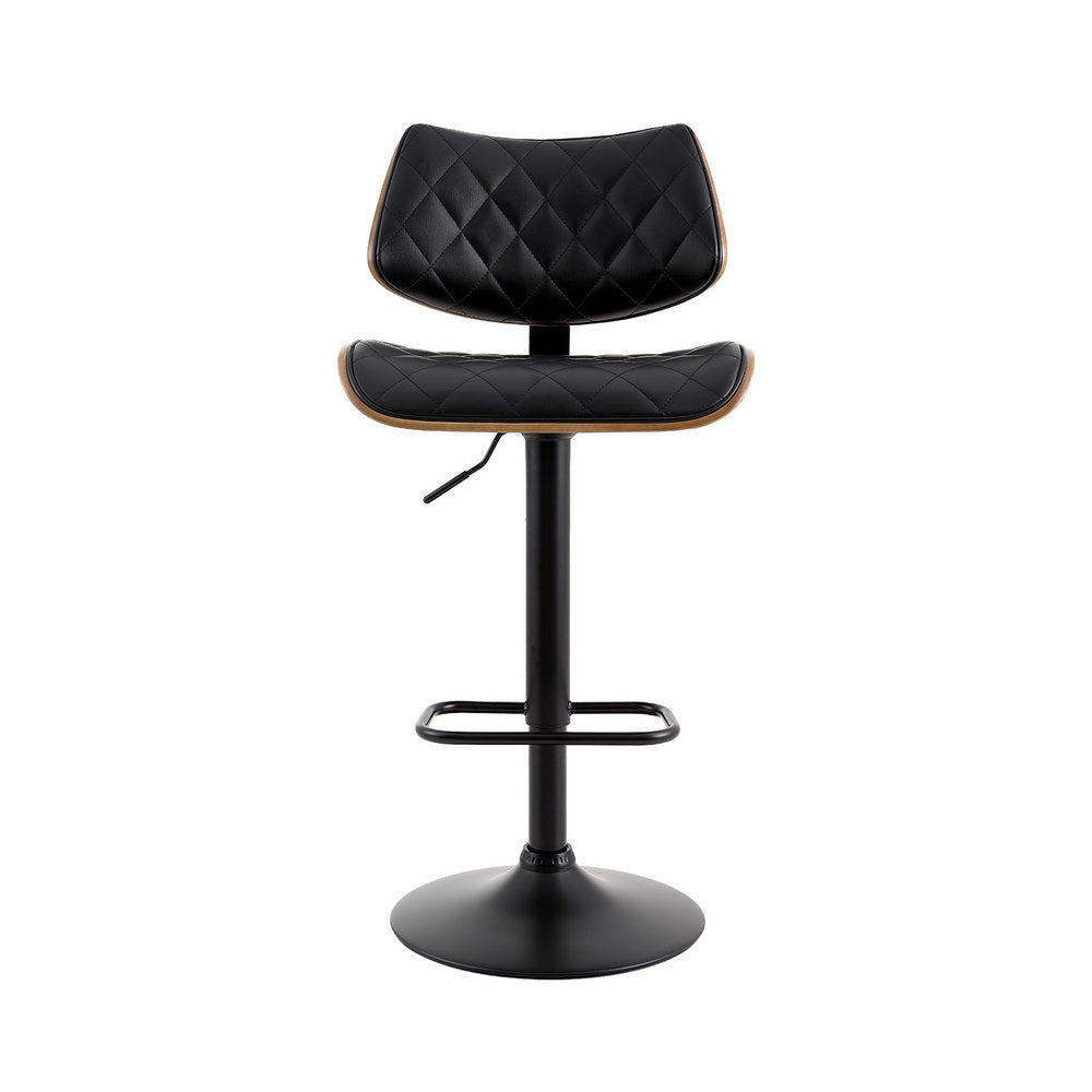 Artiss Bar Stools Kitchen Dining Chairs Gas Lift Stool Wooden Leather Black-Furniture > Bar Stools & Chairs-PEROZ Accessories