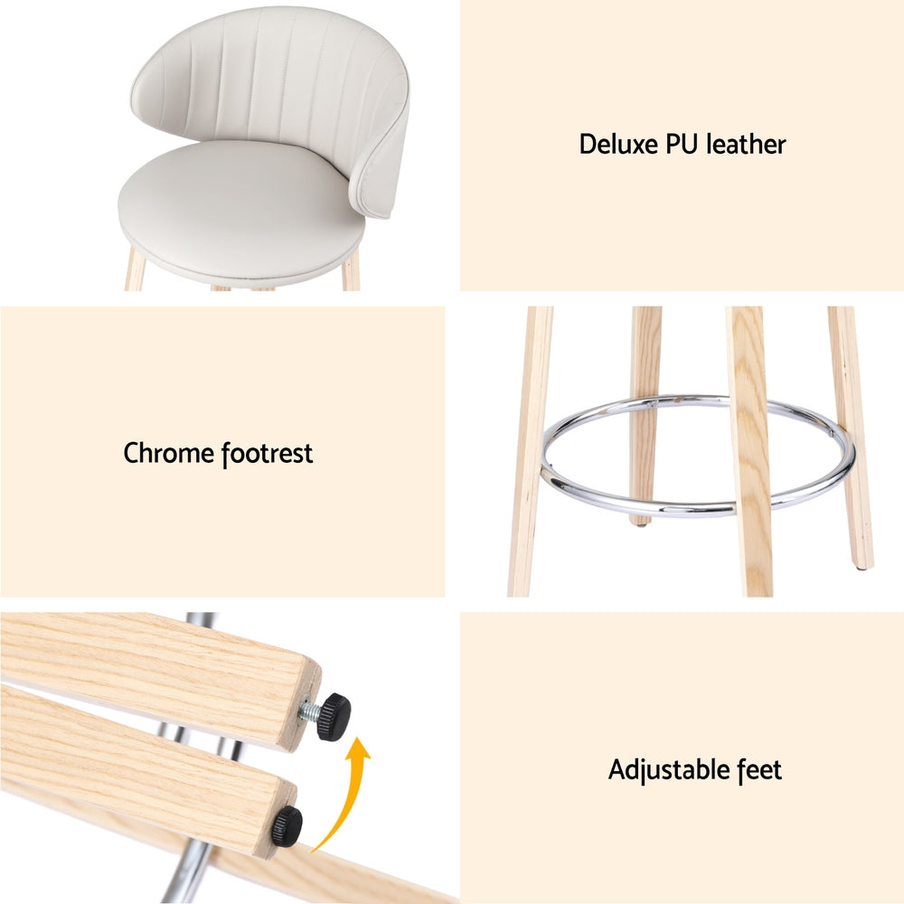 4x Artiss Bar Stools Dining Chairs Contoured Leather Wood Stool-Furniture > Bar Stools & Chairs > Table & Bar Stools-PEROZ Accessories