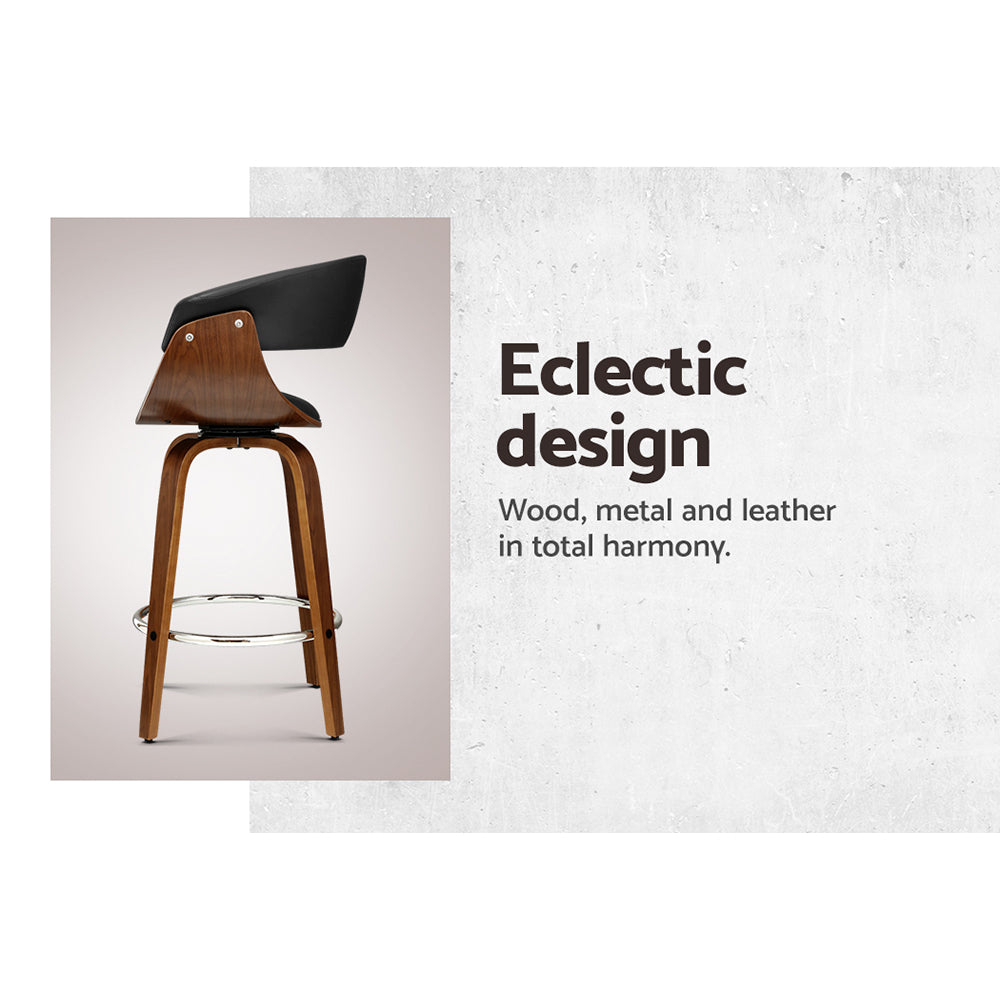 Artiss Bar Stools Swivel PU Seat Wooden-Bar Stools-PEROZ Accessories