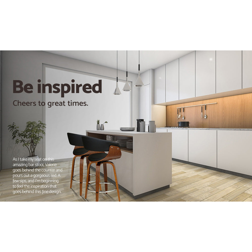 Artiss 4x Bar Stools Swivel PU Seat Wooden-Furniture > Bar Stools & Chairs-PEROZ Accessories