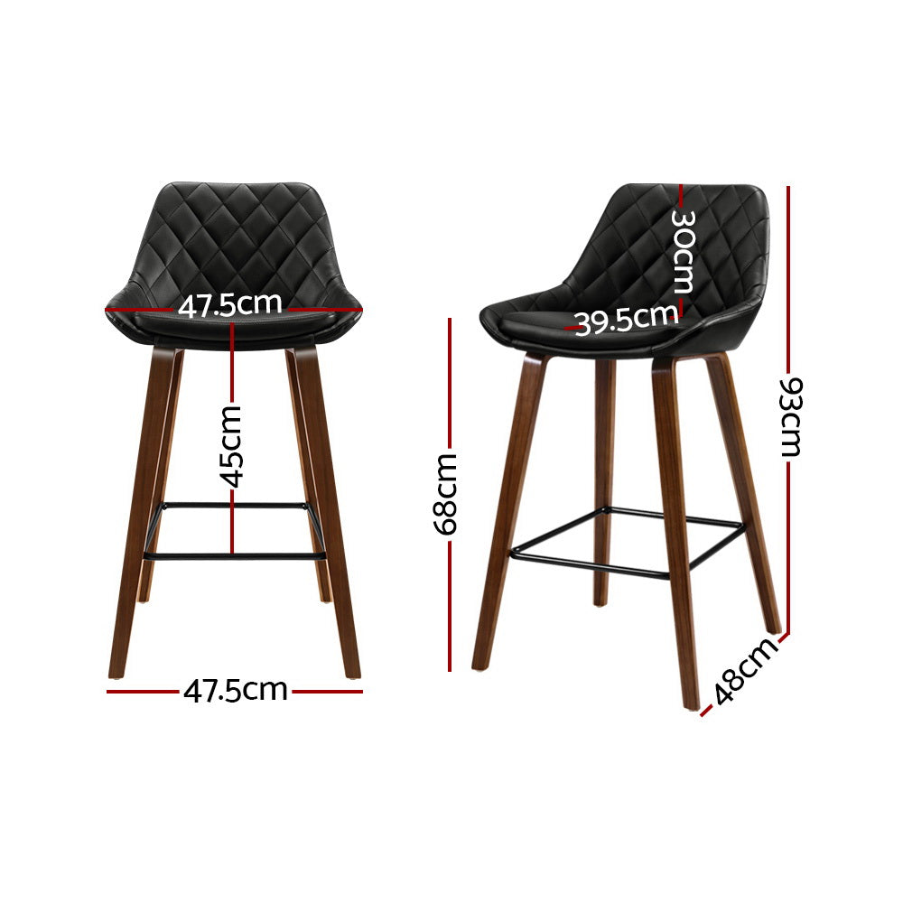 Artiss 2x Bar Stools PU Seat Wooden-Furniture > Bar Stools & Chairs-PEROZ Accessories
