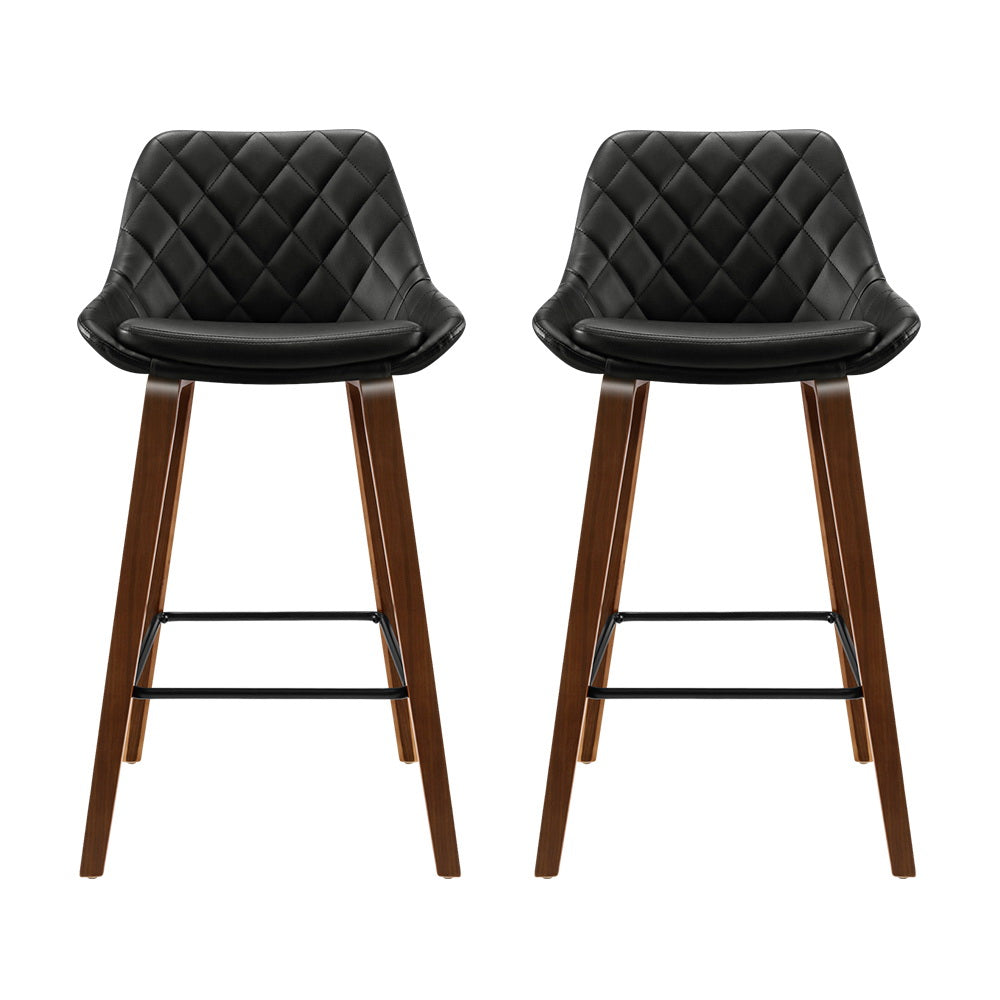 Artiss 2x Bar Stools PU Seat Wooden-Furniture > Bar Stools & Chairs-PEROZ Accessories