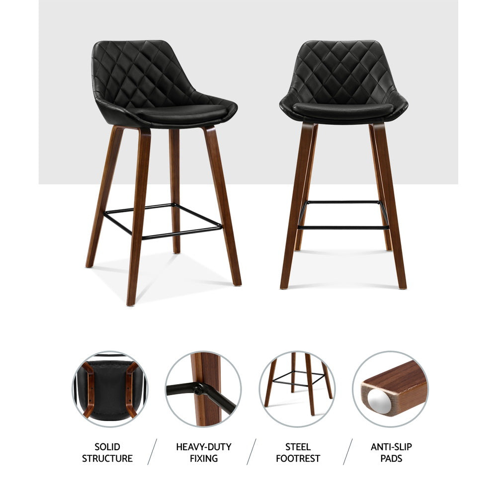 Artiss 2x Bar Stools PU Seat Wooden-Furniture > Bar Stools & Chairs-PEROZ Accessories