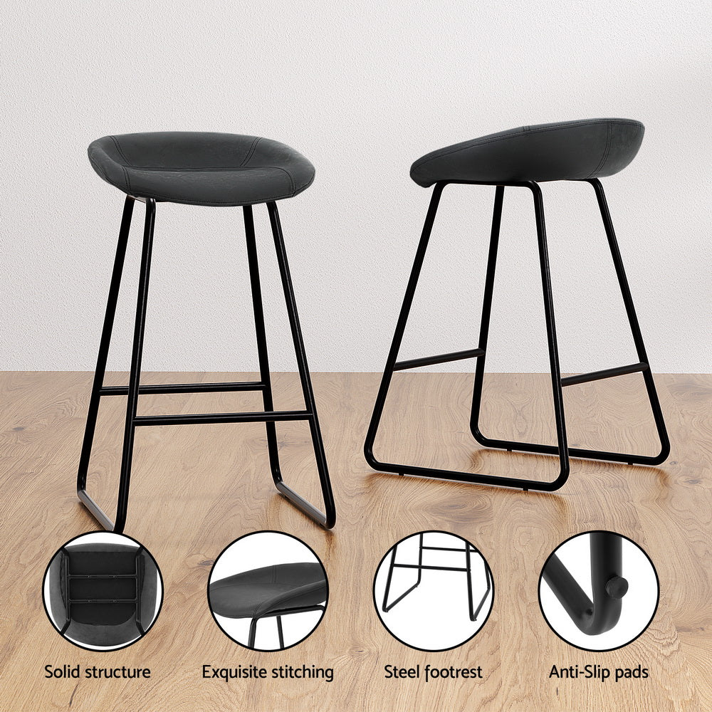 Artiss 2x Bar Stools Kitchen Dining Chairs Counter Stool PU Leather Metal-Furniture > Bar Stools & Chairs > Table & Bar Stools-PEROZ Accessories