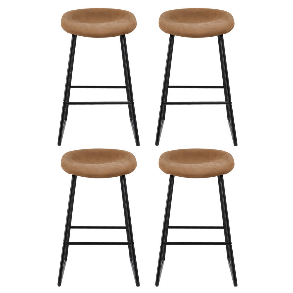 Artiss 4x Bar Stools Kitchen Dining Chairs Counter Stool PU Leather Metal Brown-Furniture > Bar Stools & Chairs > Table & Bar Stools-PEROZ Accessories