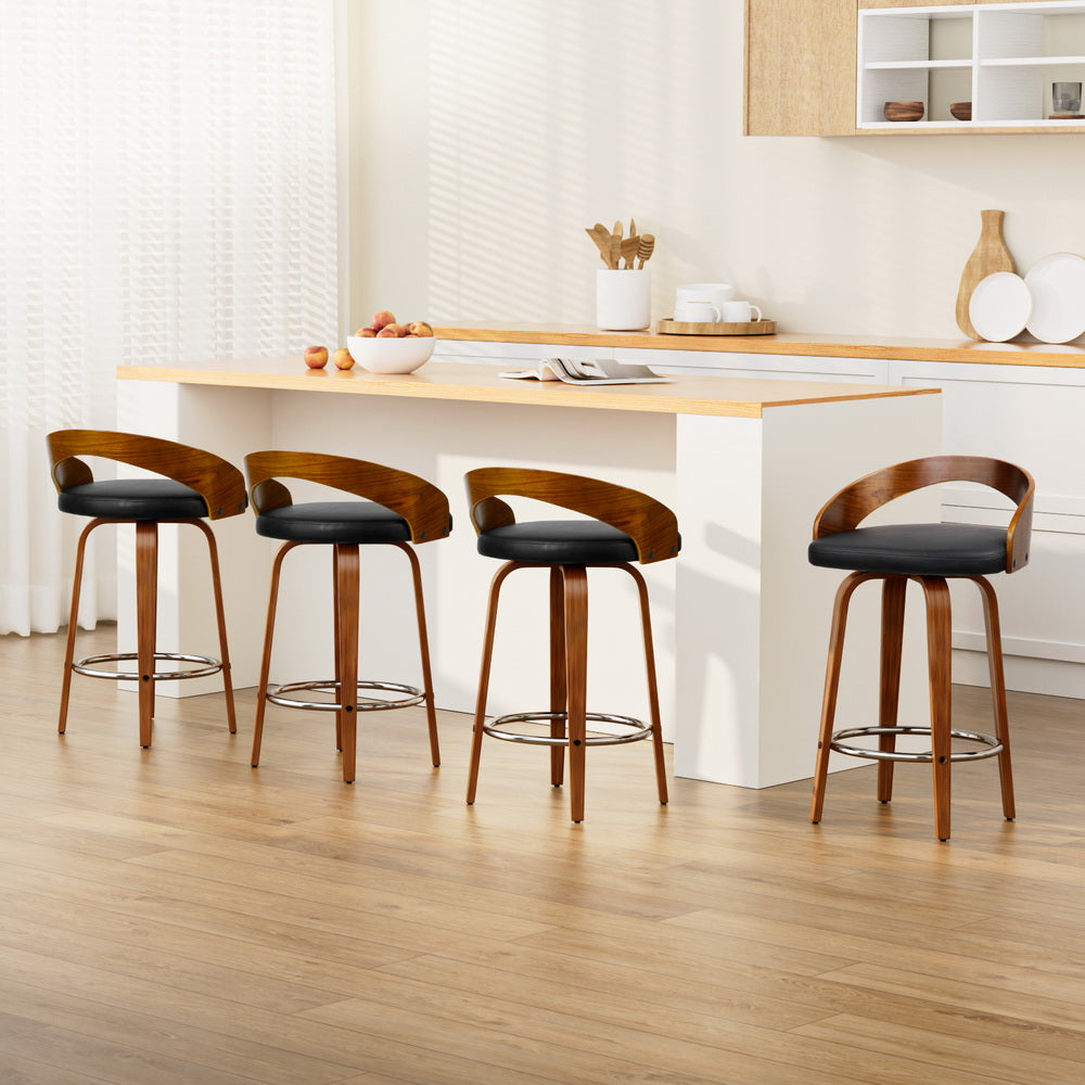 Artiss 4x Bar Stools Swivel Seat Curving Backrest-Furniture > Bar Stools & Chairs-PEROZ Accessories