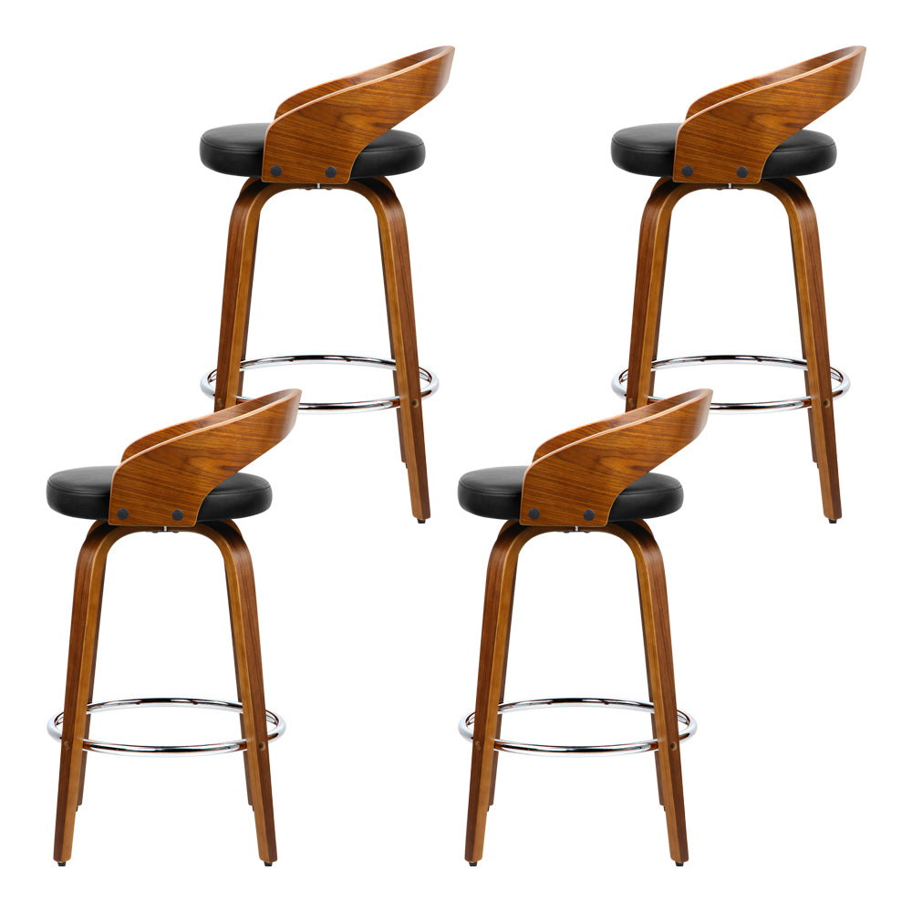 Artiss 4x Bar Stools Swivel Seat Curving Backrest-Furniture > Bar Stools & Chairs-PEROZ Accessories
