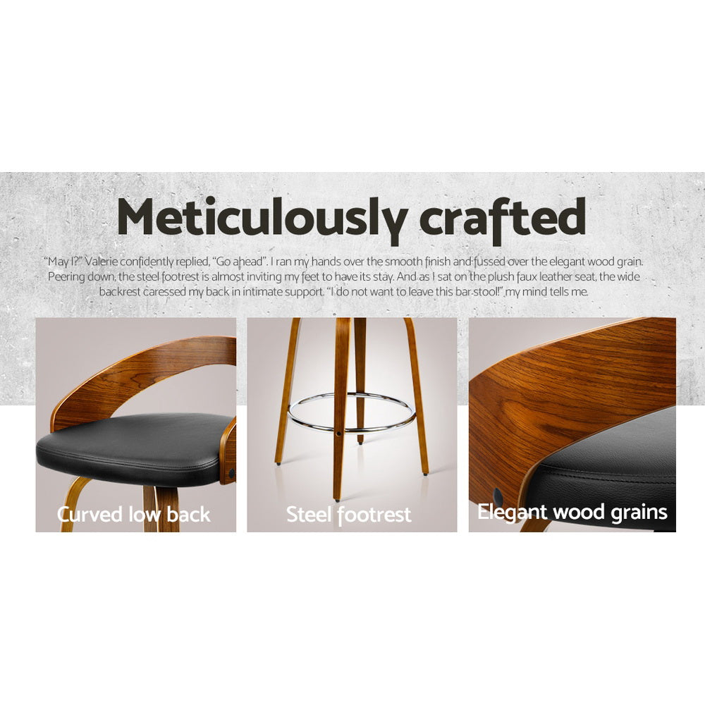 Artiss 4x Bar Stools Swivel Seat Curving Backrest-Furniture > Bar Stools & Chairs-PEROZ Accessories