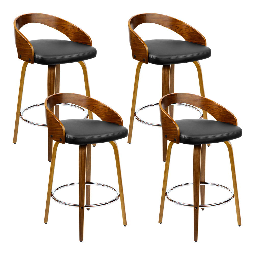 Artiss 4x Bar Stools Swivel Seat Curving Backrest-Furniture > Bar Stools & Chairs-PEROZ Accessories