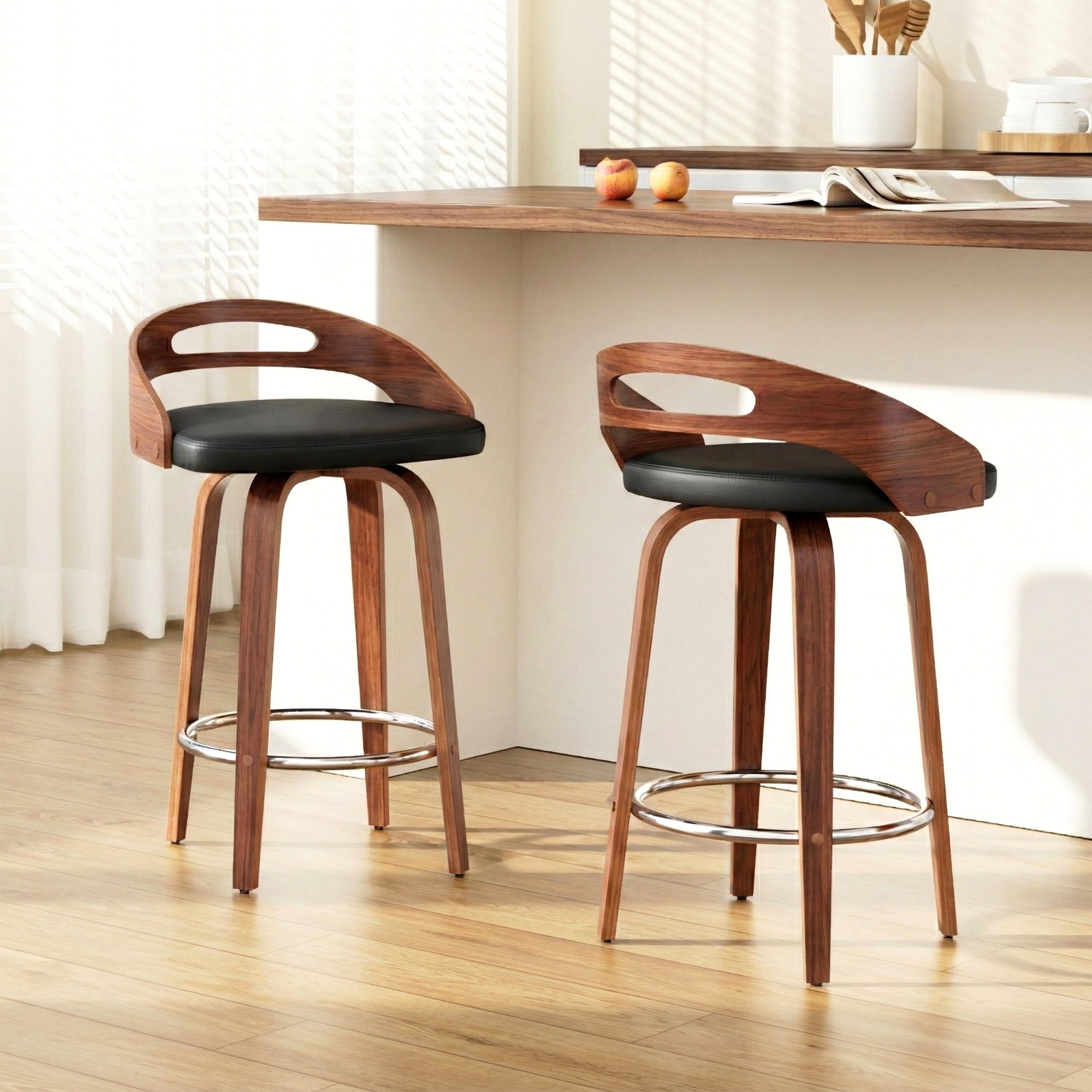 Artiss 2x Bar Stools Swivel Dining Chairs Low Back Counter Seat PU Cushion-Furniture > Bar Stools & Chairs > Table & Bar Stools-PEROZ Accessories