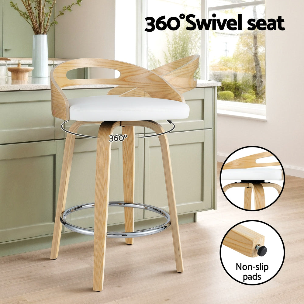 Artiss 2x Bar Stools Swivel Dining Chairs Low Back Counter Seat PU Cushion-Furniture > Bar Stools & Chairs-PEROZ Accessories