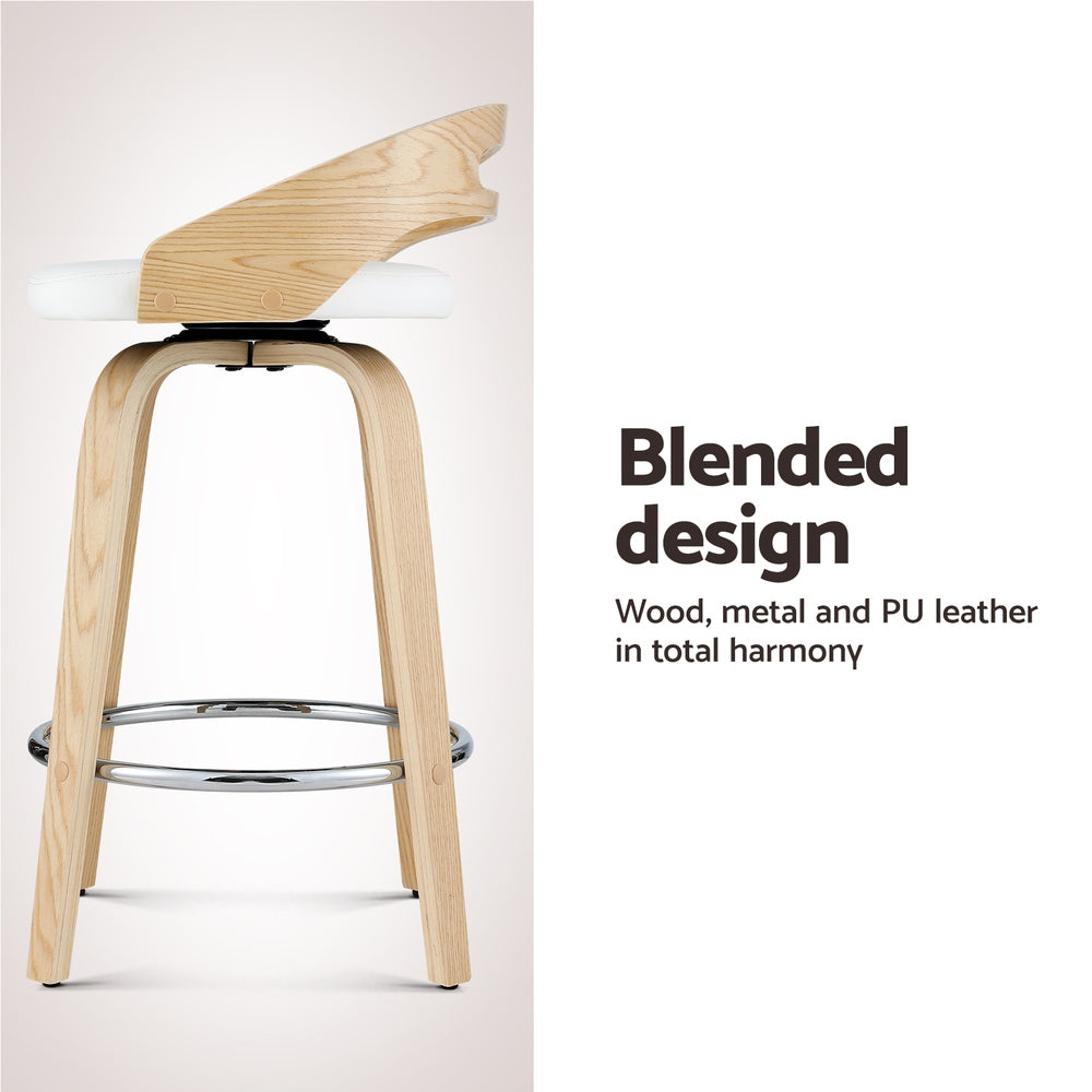 Artiss 2x Bar Stools Swivel Dining Chairs Low Back Counter Seat PU Cushion-Furniture > Bar Stools & Chairs-PEROZ Accessories