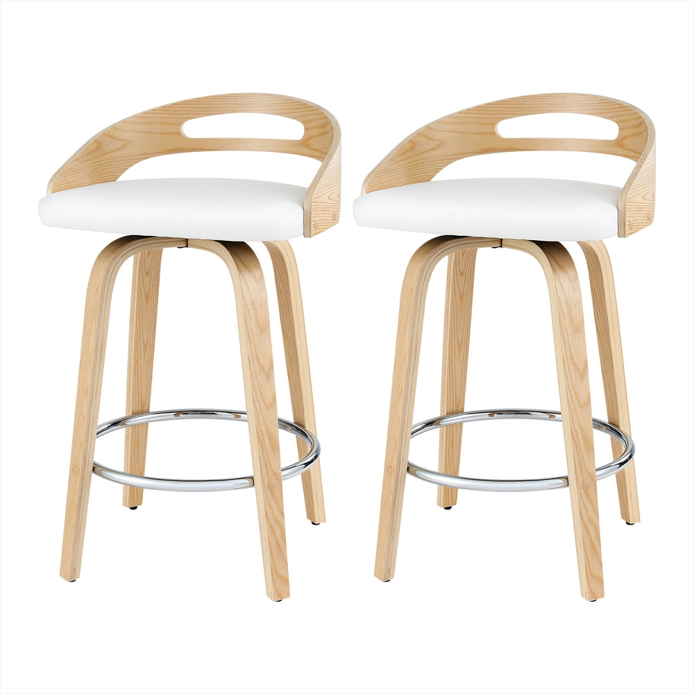 Artiss 2x Bar Stools Swivel Dining Chairs Low Back Counter Seat PU Cushion-Furniture > Bar Stools & Chairs-PEROZ Accessories