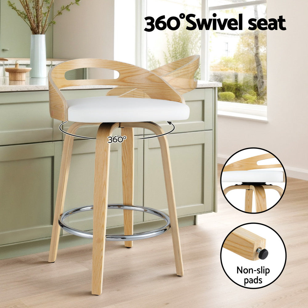 Artiss 4x Bar Stools Swivel Dining Chairs Low Back Counter Seat PU Cushion-Furniture > Bar Stools & Chairs > Table & Bar Stools-PEROZ Accessories