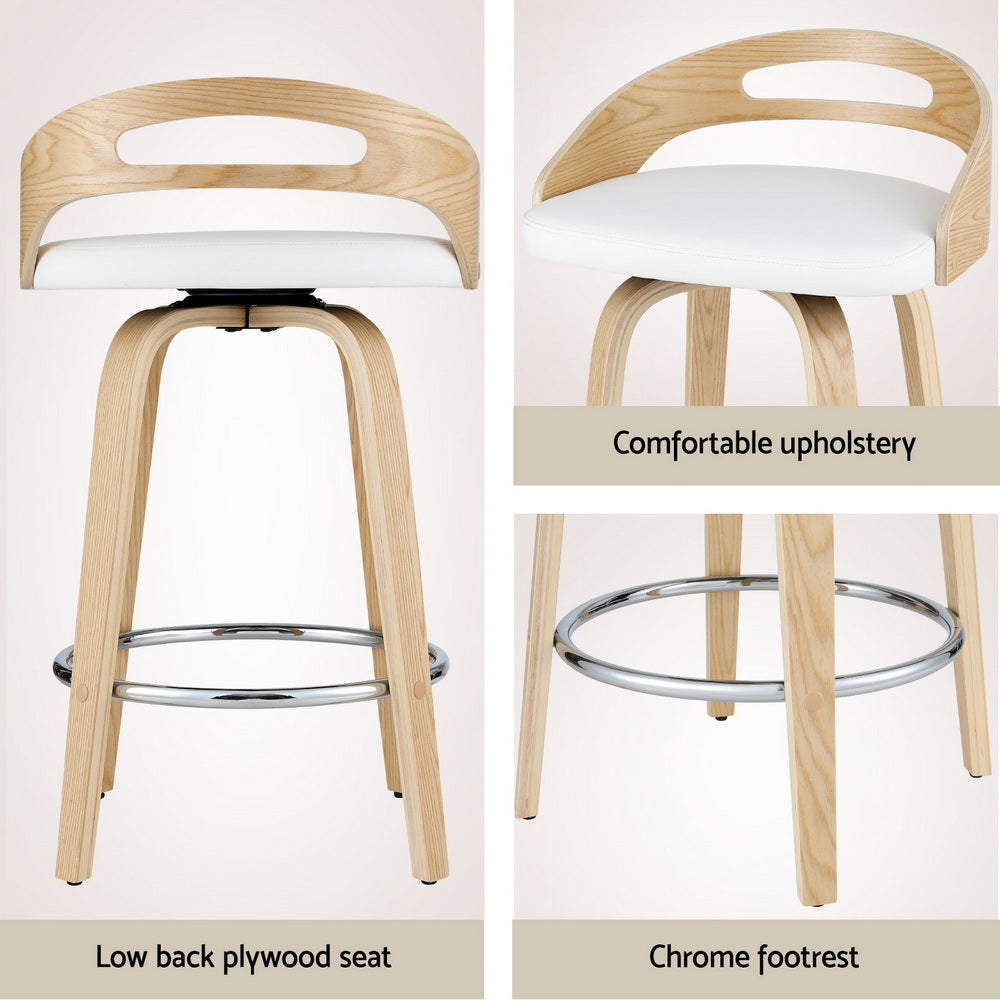 Artiss 4x Bar Stools Swivel Dining Chairs Low Back Counter Seat PU Cushion-Furniture > Bar Stools & Chairs > Table & Bar Stools-PEROZ Accessories