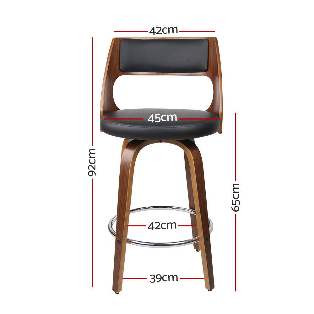 Artiss 2x Bar Stools Swivel Leather Chair 65cm-Furniture > Bar Stools & Chairs-PEROZ Accessories