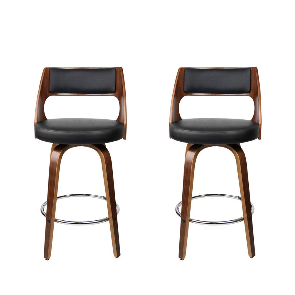 Artiss 2x Bar Stools Swivel Leather Chair 65cm-Furniture > Bar Stools & Chairs-PEROZ Accessories