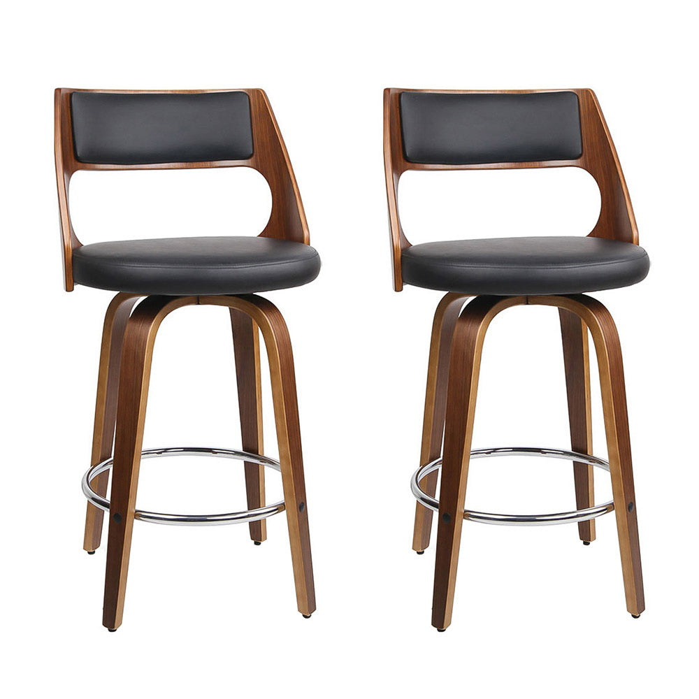 Artiss 2x Bar Stools Swivel Leather Chair 65cm-Furniture > Bar Stools & Chairs-PEROZ Accessories