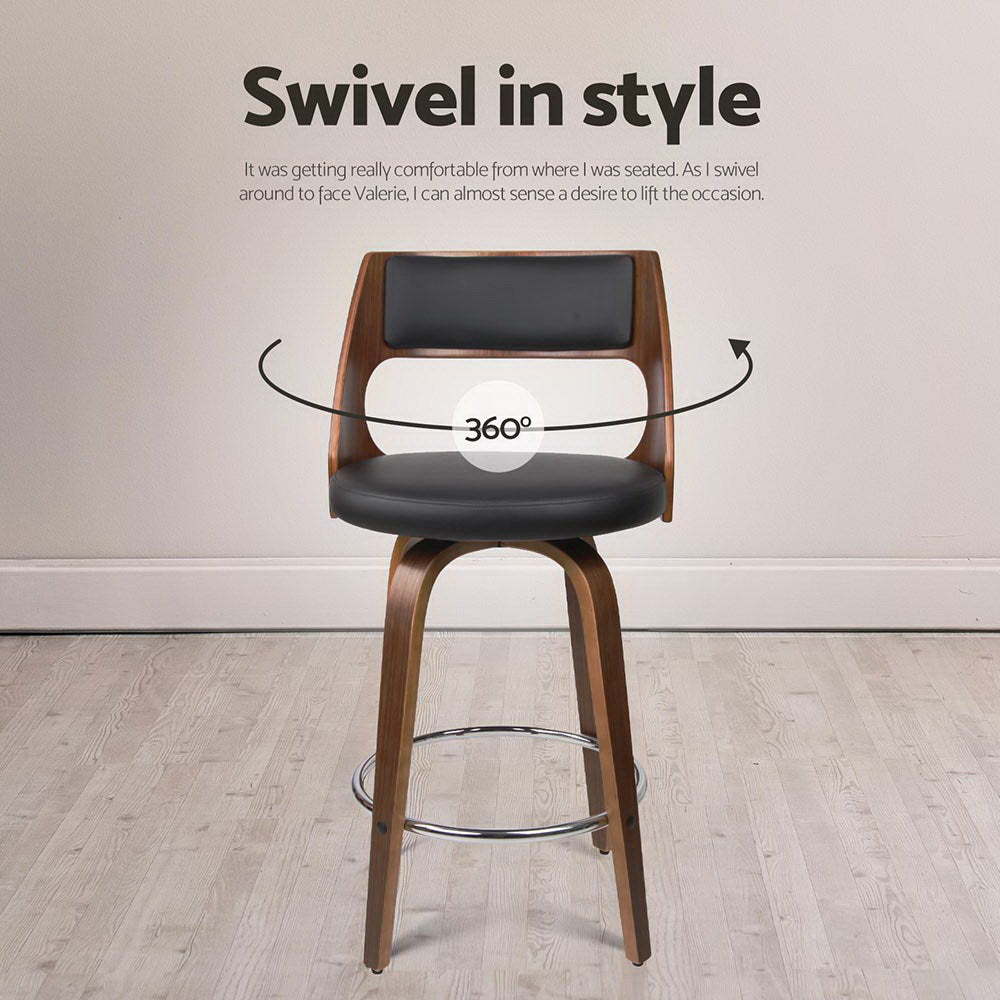 Artiss 4x Bar Stools Swivel Leather Chair 65cm-Furniture > Bar Stools & Chairs > Table & Bar Stools-PEROZ Accessories