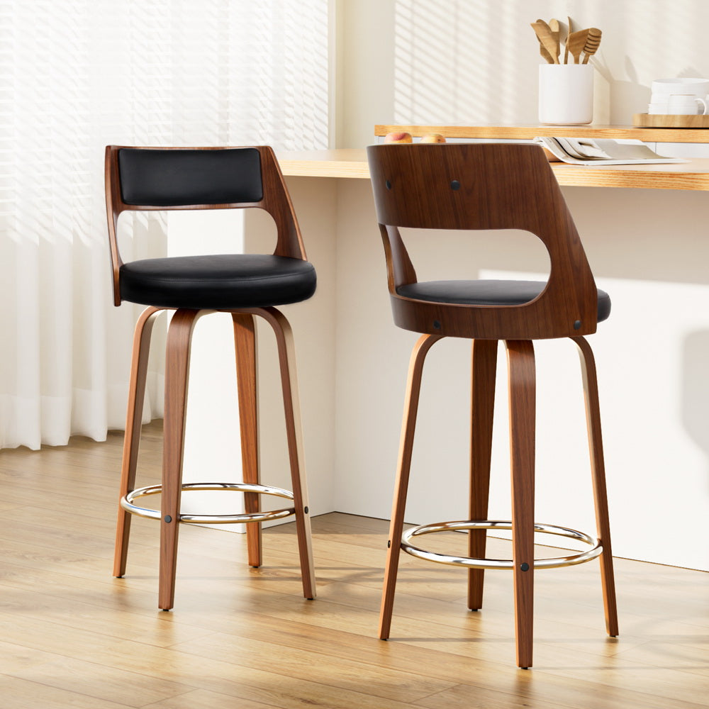 Artiss 2x Bar Stools Swivel Leather Chair 76cm-Furniture > Bar Stools & Chairs-PEROZ Accessories