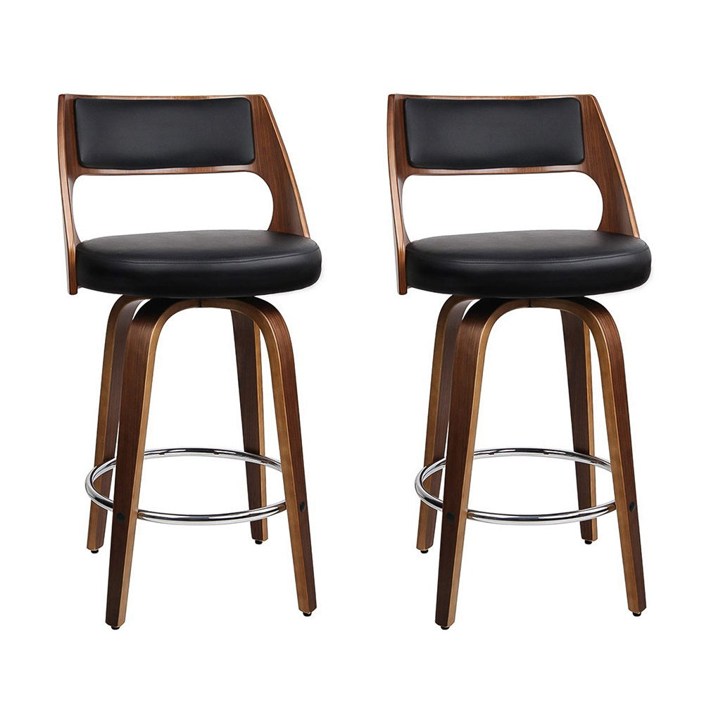 Artiss 2x Bar Stools Swivel Leather Chair 76cm-Furniture > Bar Stools & Chairs-PEROZ Accessories