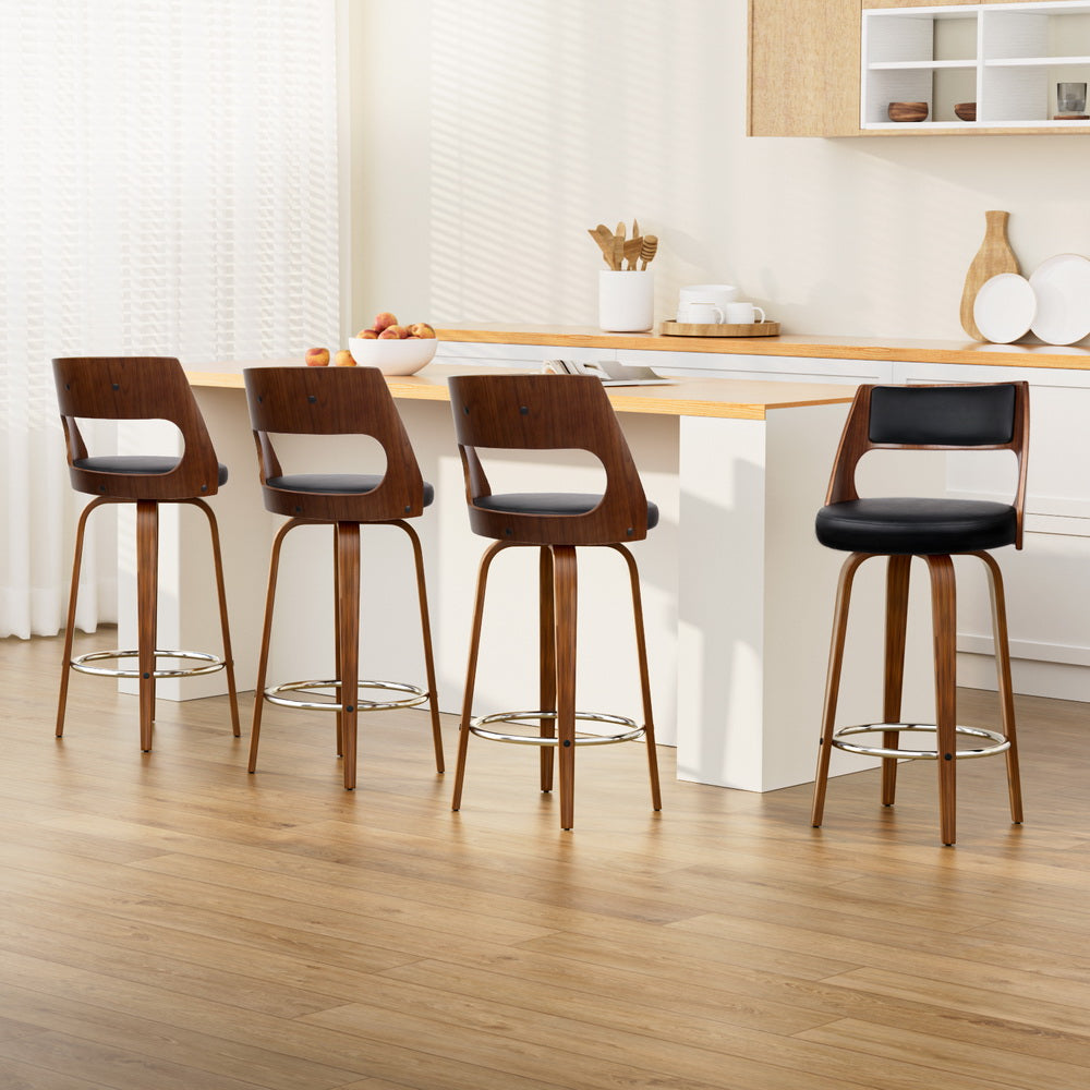 Artiss 4x Bar Stools Swivel Leather Chair 76cm-Furniture > Bar Stools & Chairs-PEROZ Accessories