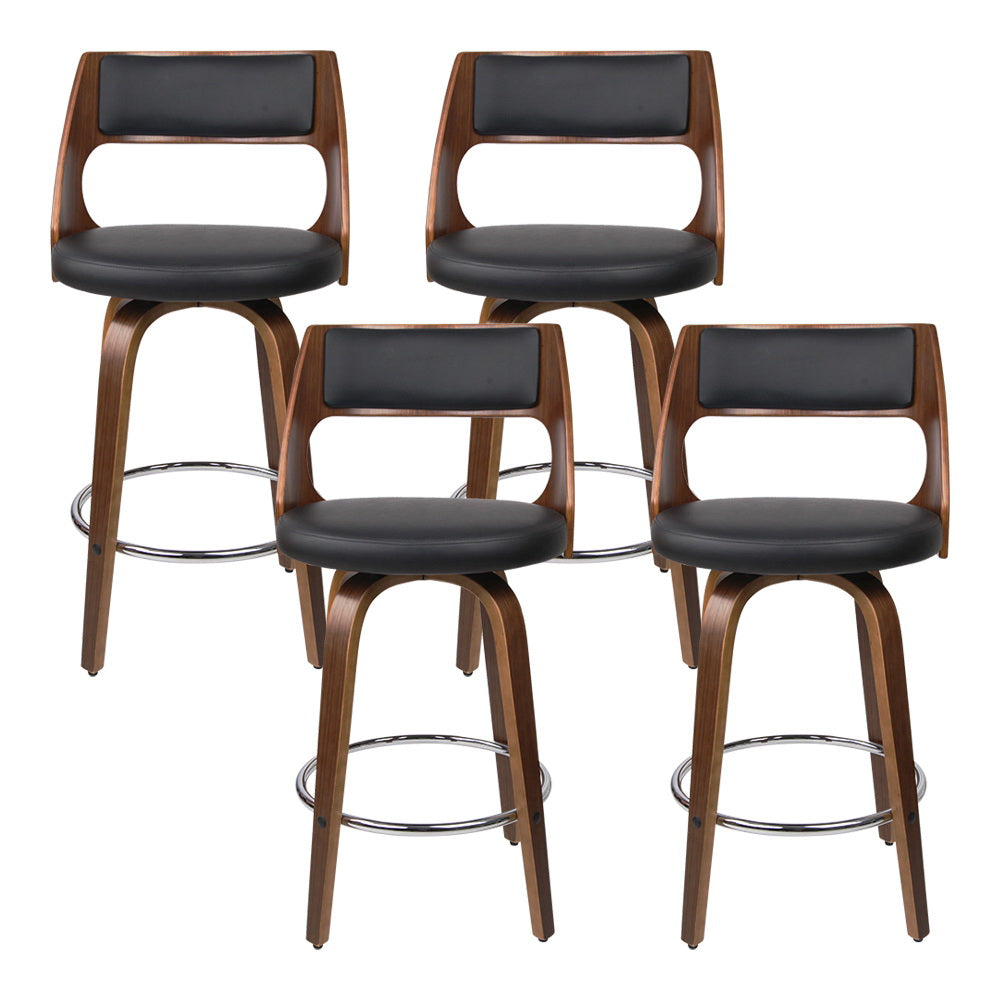 Artiss 4x Bar Stools Swivel Leather Chair 76cm-Furniture > Bar Stools & Chairs-PEROZ Accessories