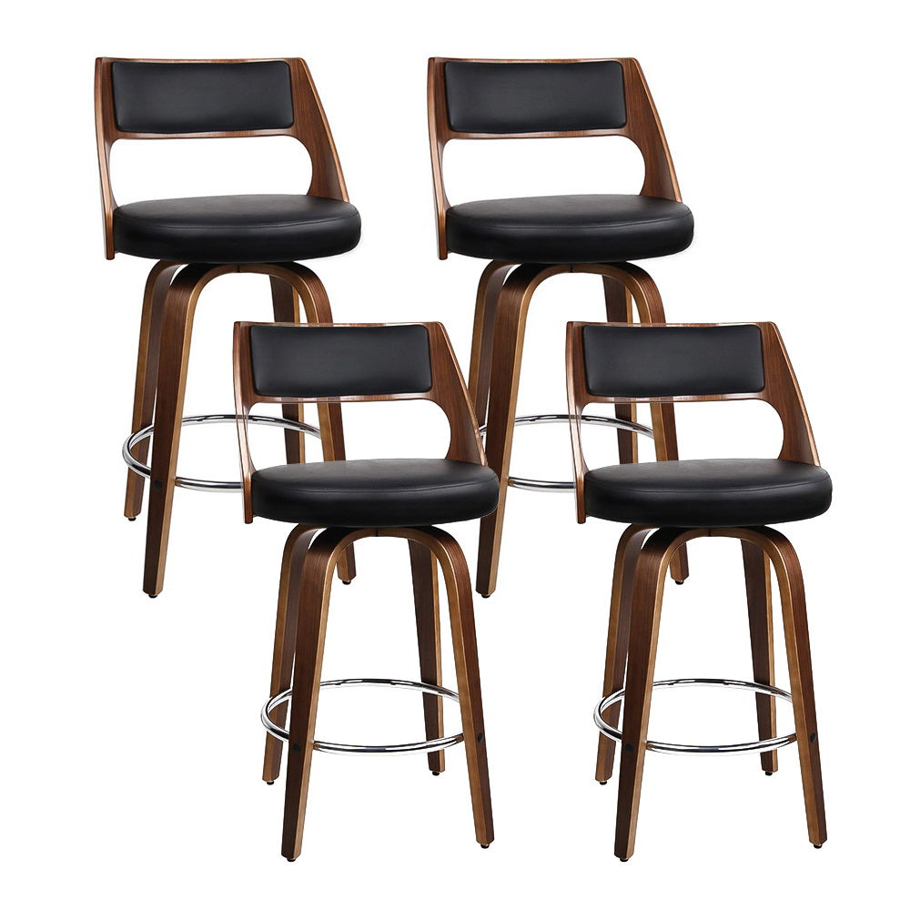 Artiss 4x Bar Stools Swivel Leather Chair 76cm-Furniture > Bar Stools & Chairs-PEROZ Accessories