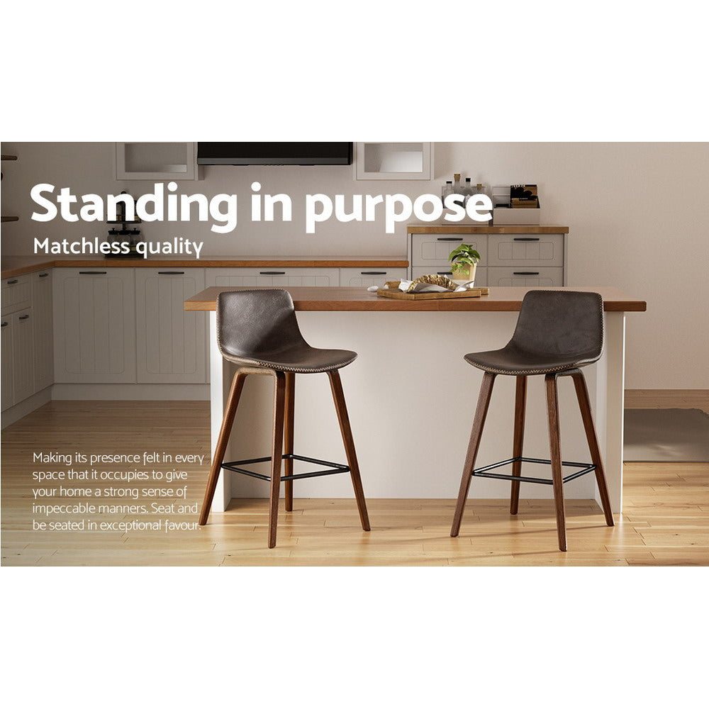 Artiss Bar Stools Kitchen Counter Barstools Leather Wooden Chairs x2-Furniture > Bar Stools & Chairs-PEROZ Accessories