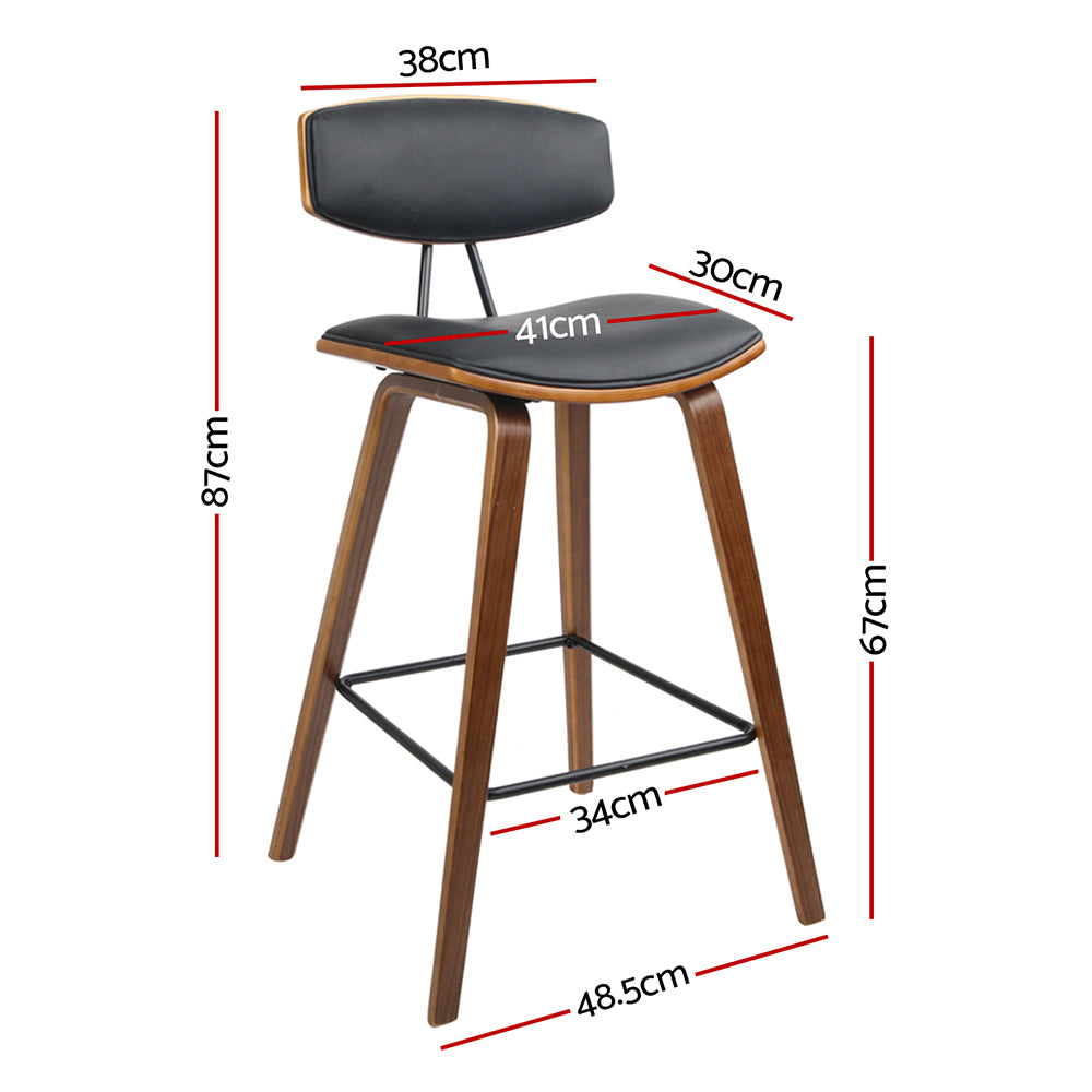 Artiss 2x Bar Stools Leather Padded w/Backrest-Furniture > Bar Stools & Chairs-PEROZ Accessories