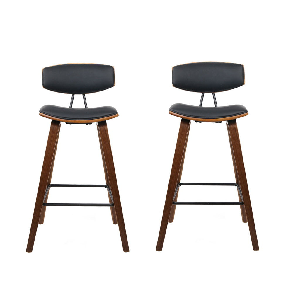 Artiss 2x Bar Stools Leather Padded w/Backrest-Furniture > Bar Stools & Chairs-PEROZ Accessories